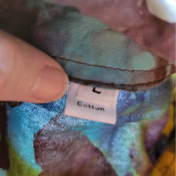 Bold Multi-Color Art 2 Wear Print Button-Down Shirt Size L 100% Cotton Dopamine - Picture 7 of 7